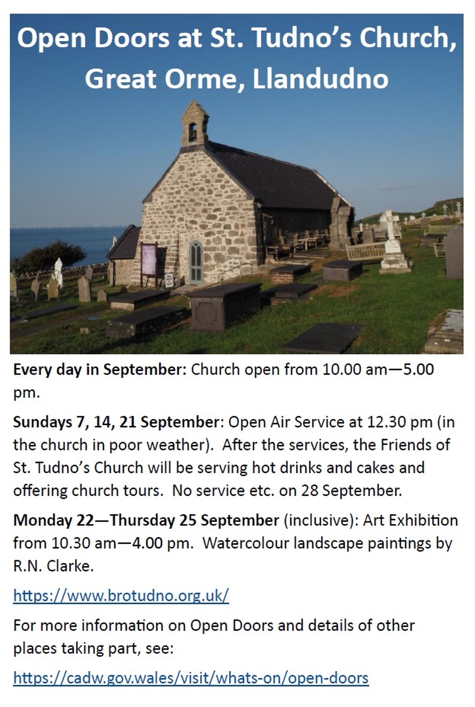 St. Tudno's Open Doors poster